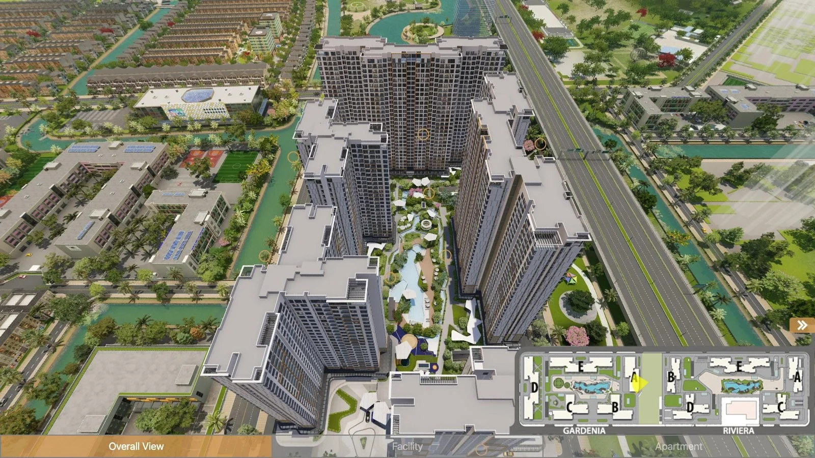 Màn hình đầu tour 360 Masteri Centre Point với menu Overall View, Facility, Apartment
