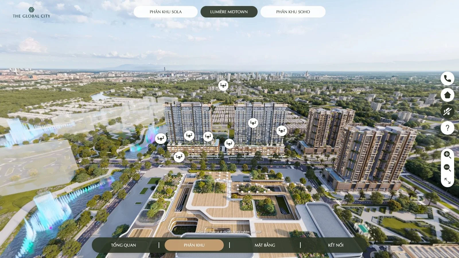 Cảnh LUMIÈRE Midtown trong tour 360 The Global City bản Phân khu