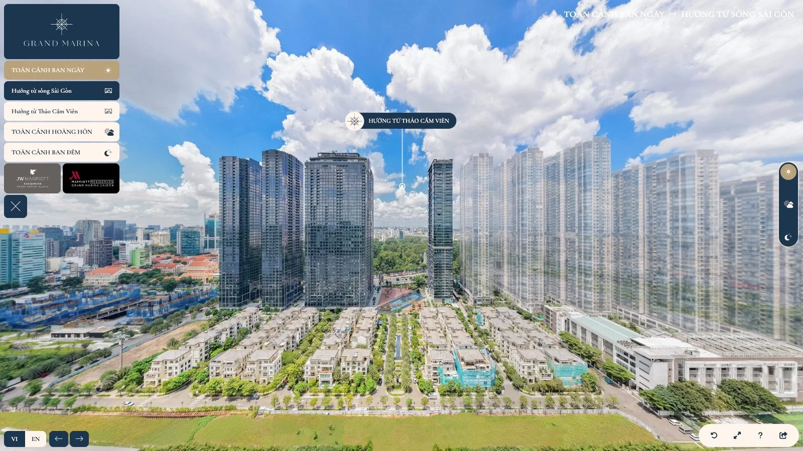 Màn hình đầu tour 360 Grand Marina Saigon toàn cảnh ban ngày