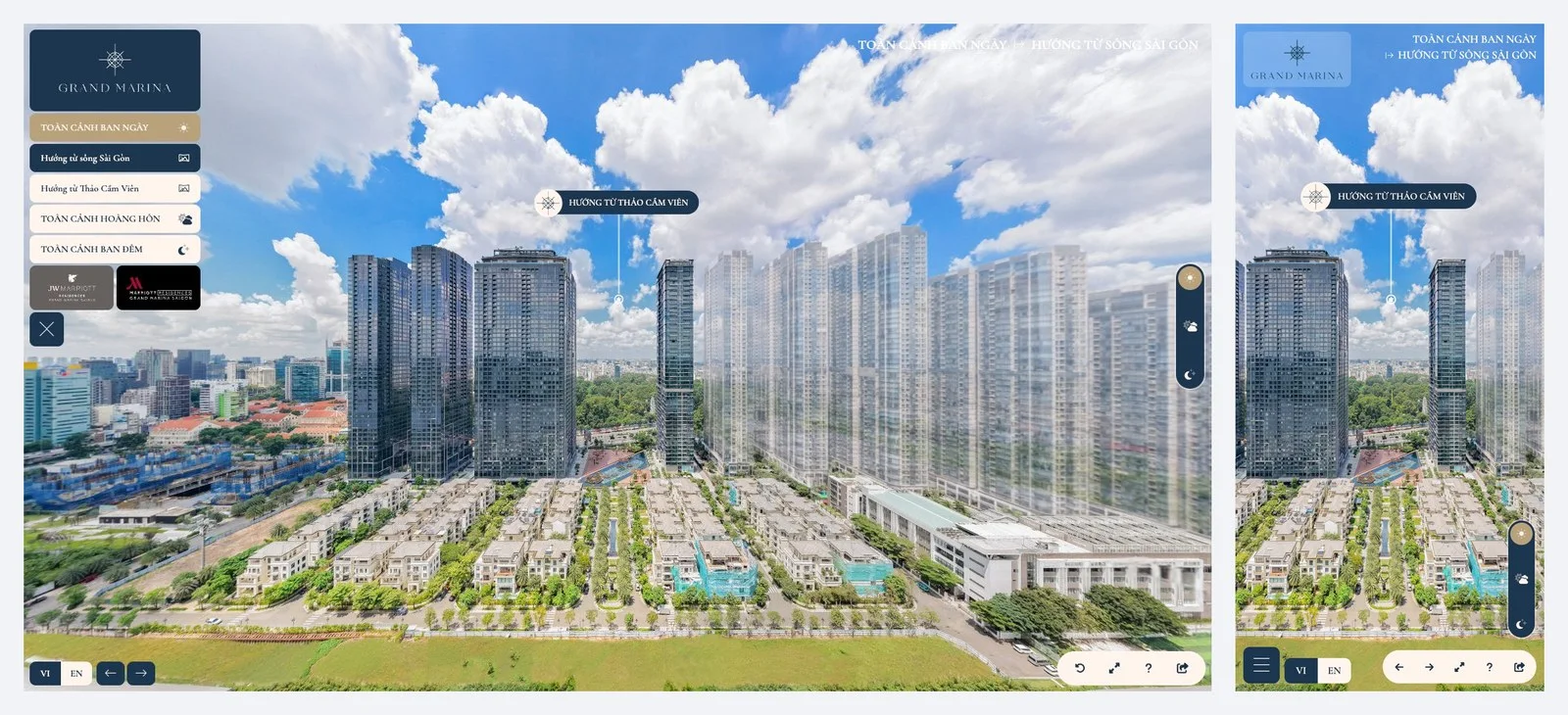So sánh tour 360 Grand Marina Saigon trên máy tính và điện thoại
