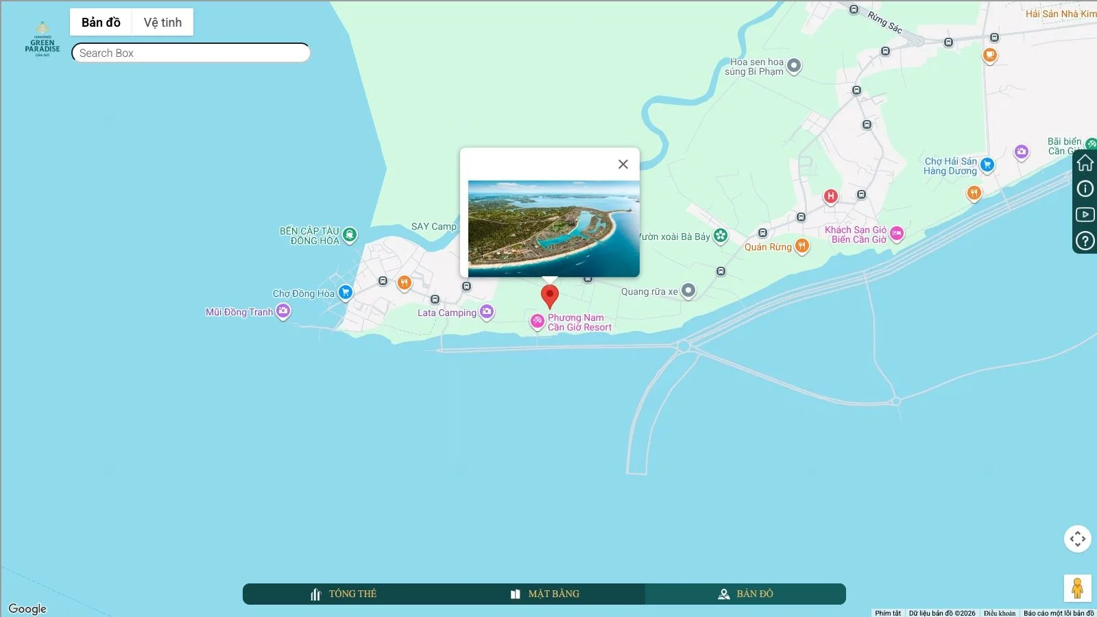 Lớp Bản đồ Google trong sa bàn ảo Vinhomes Green Paradise