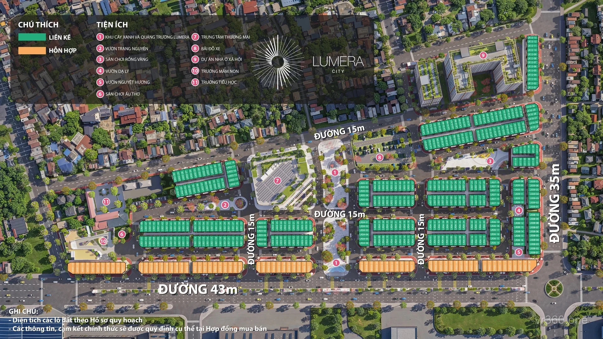 Tổng mặt bằng tô màu khu đô thị Andora City dùng làm đầu vào dựng phối cảnh 3D