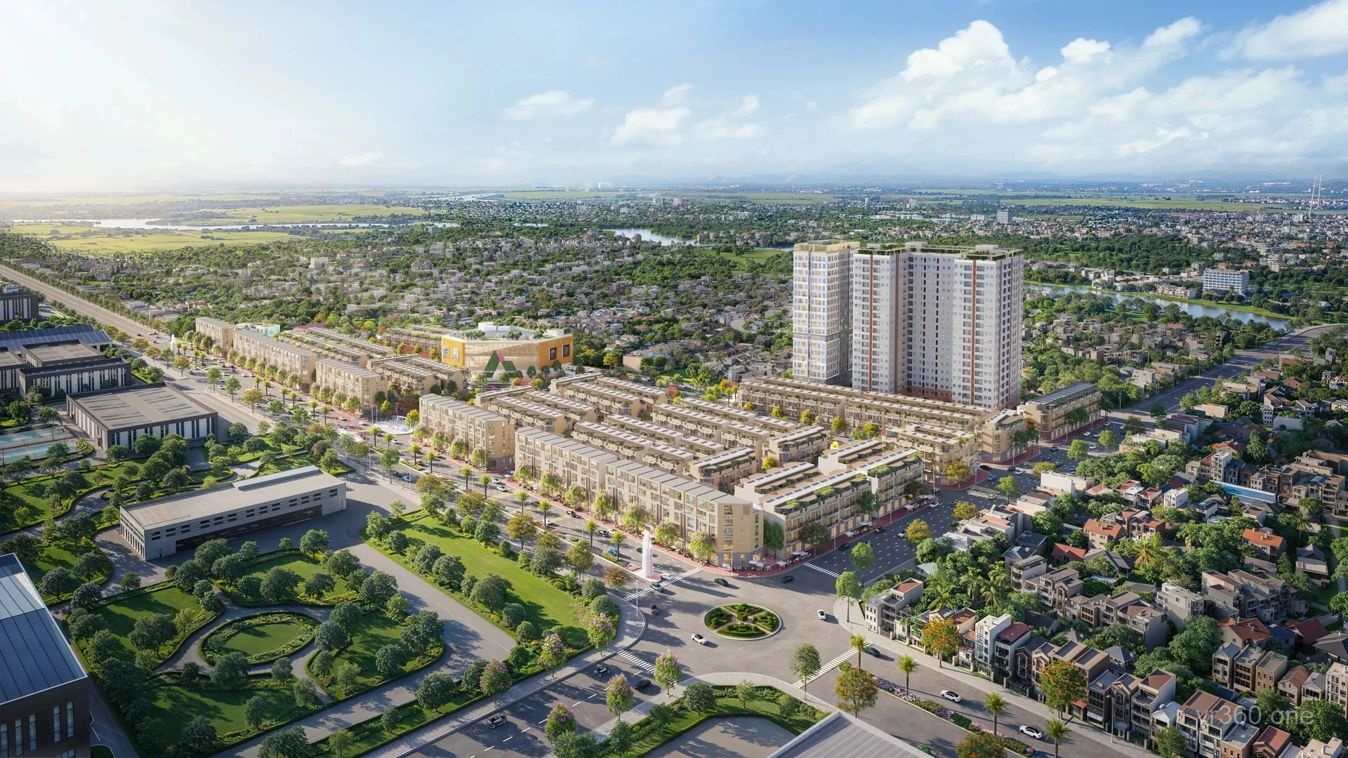 Phối cảnh 3D tổng thể Andora City Hải Phòng nhìn từ nút giao ngã tư