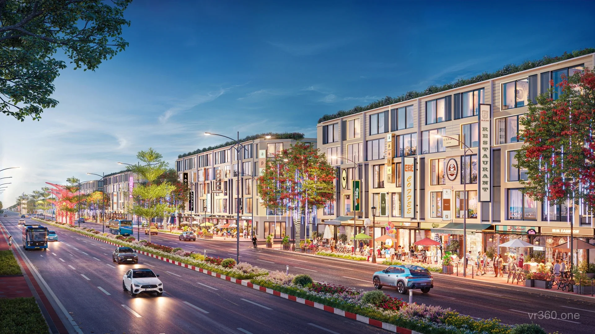 Phối cảnh 3D góc chéo dãy shophouse Andora City Hải Phòng