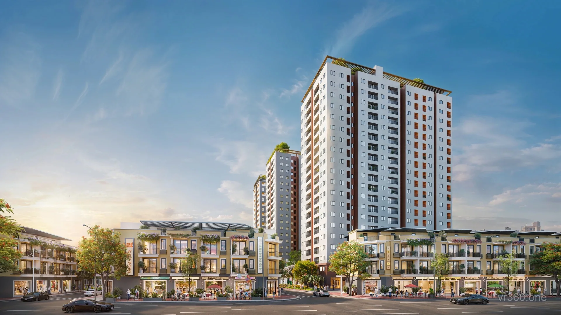 Phối cảnh 3D góc phía sau khối nhà ở xã hội Andora City Hải Phòng