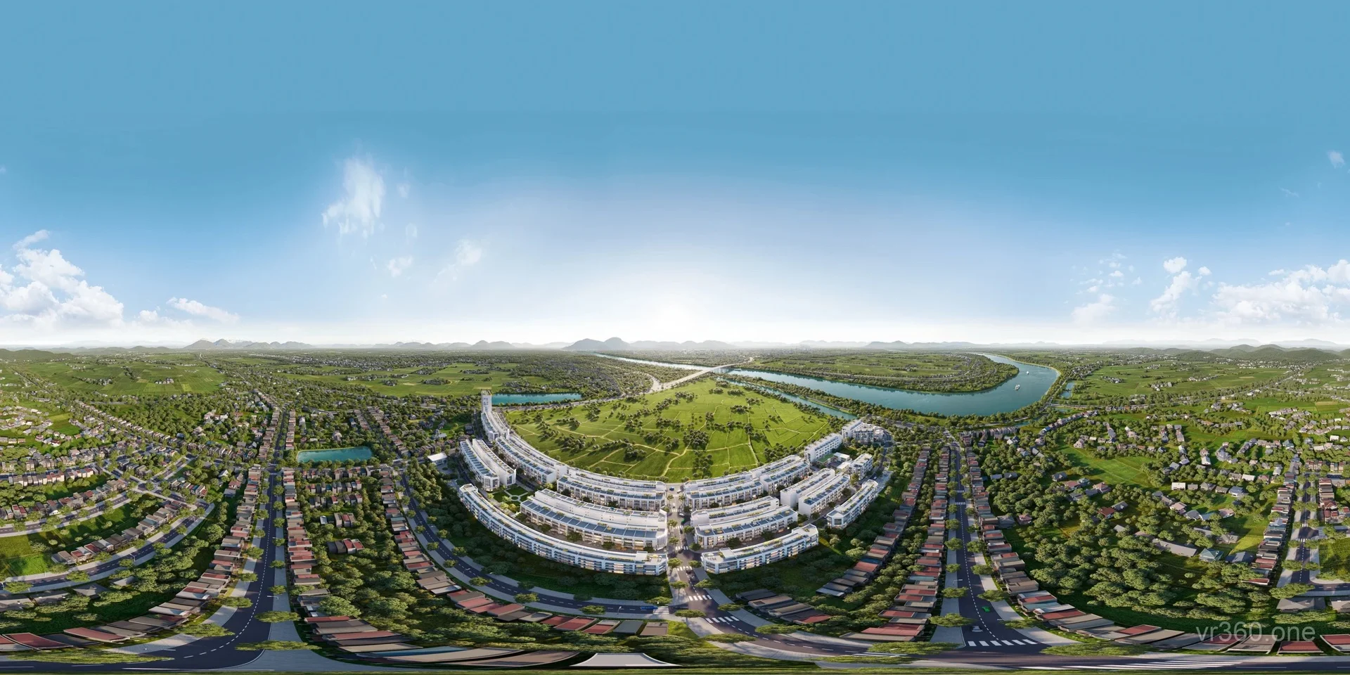 Ảnh 360 tổng thể ban ngày dựng từ model 3D Entra City Bắc Giang
