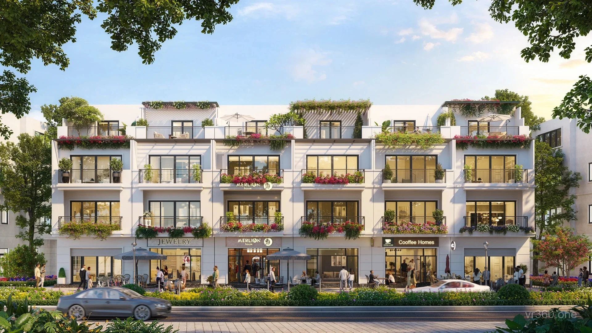 Phối cảnh 3D mặt đứng dãy shophouse Sơn Phúc Green City