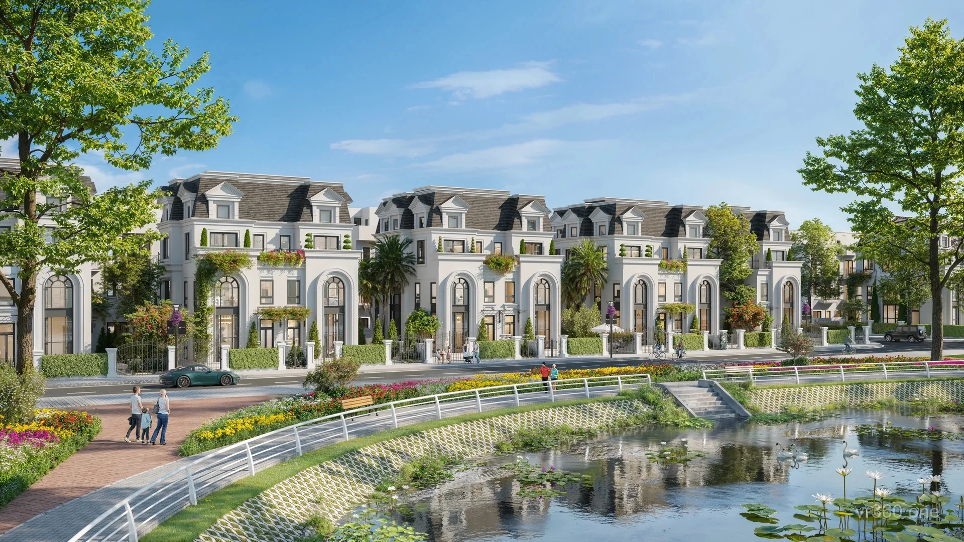 Phối cảnh 3D biệt thự nhìn từ hồ tại Sơn Phúc Green City Tuyên Quang