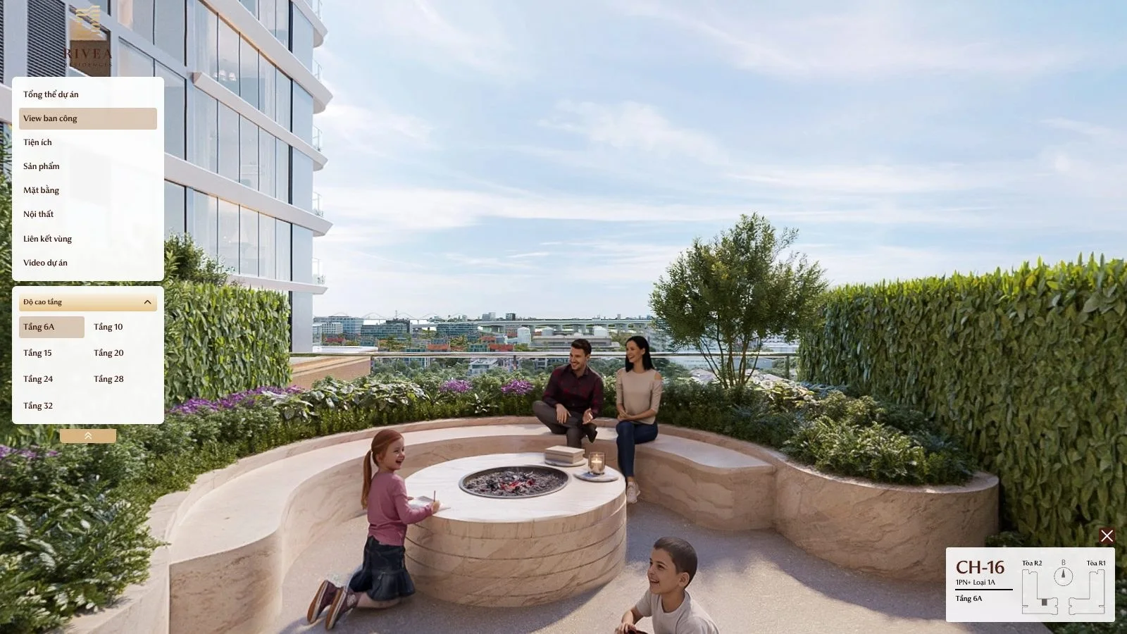 Mục View ban công tour 360 Rivea Residences: chọn căn và độ cao tầng