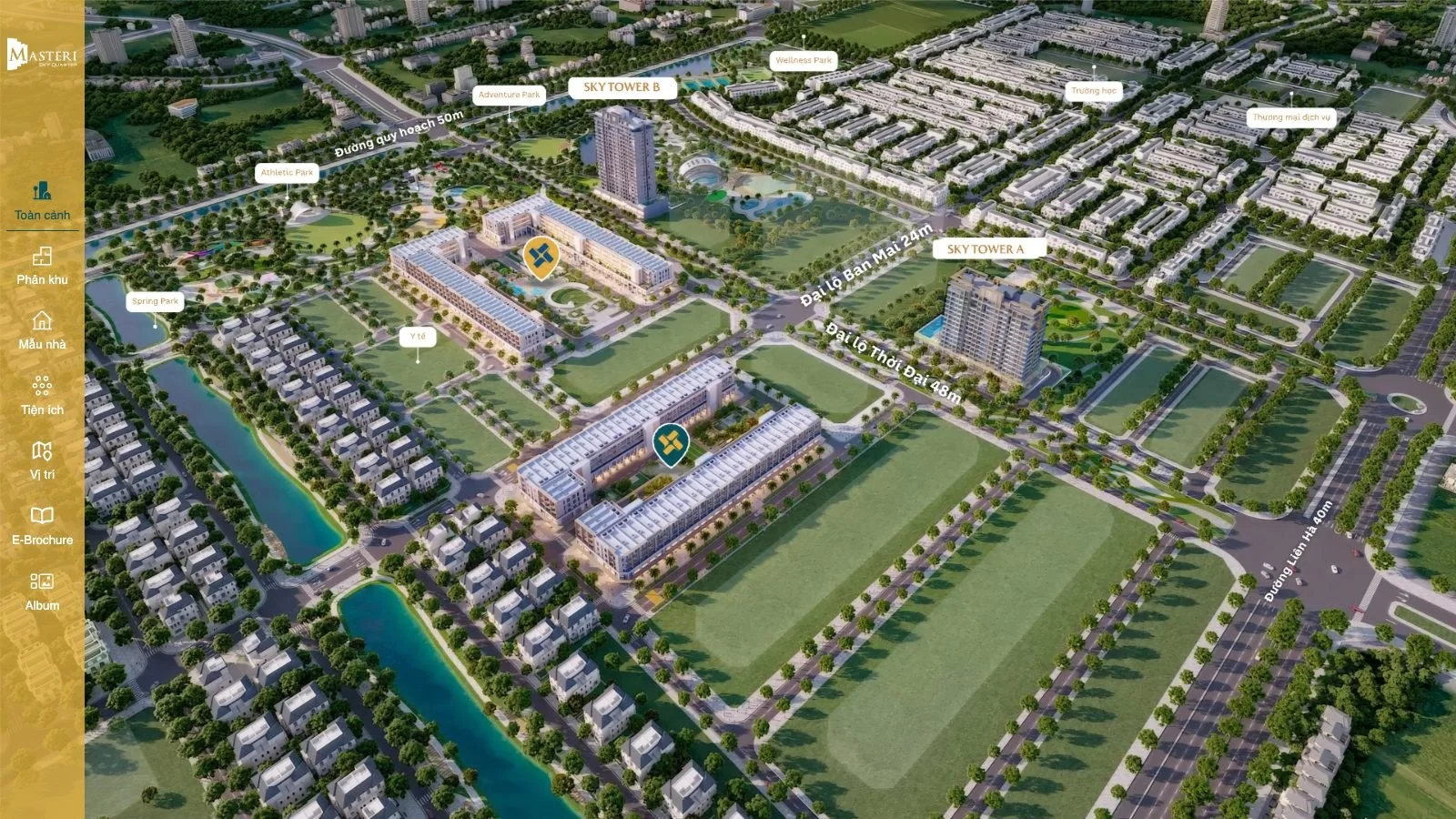 Tour 360 Masteri Sky Quarter sau khi bấm ENTER với menu 7 mục