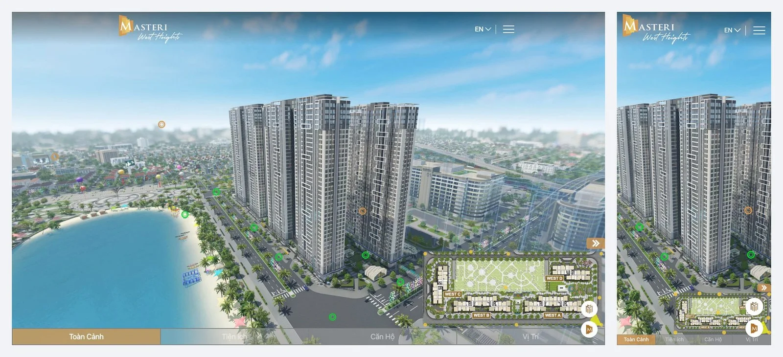 So sánh tour 360 Masteri West Heights trên máy tính và điện thoại