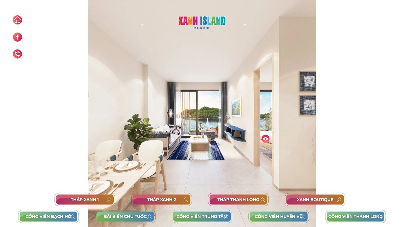 Cảnh căn hộ 1BR+1 trong tour 360 Xanh Island Cát Bà