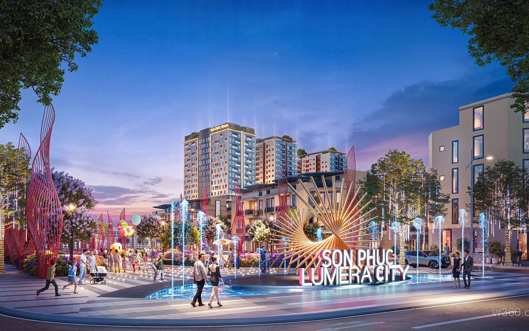 Quảng trường nhạc nước Andora City dựng 3D