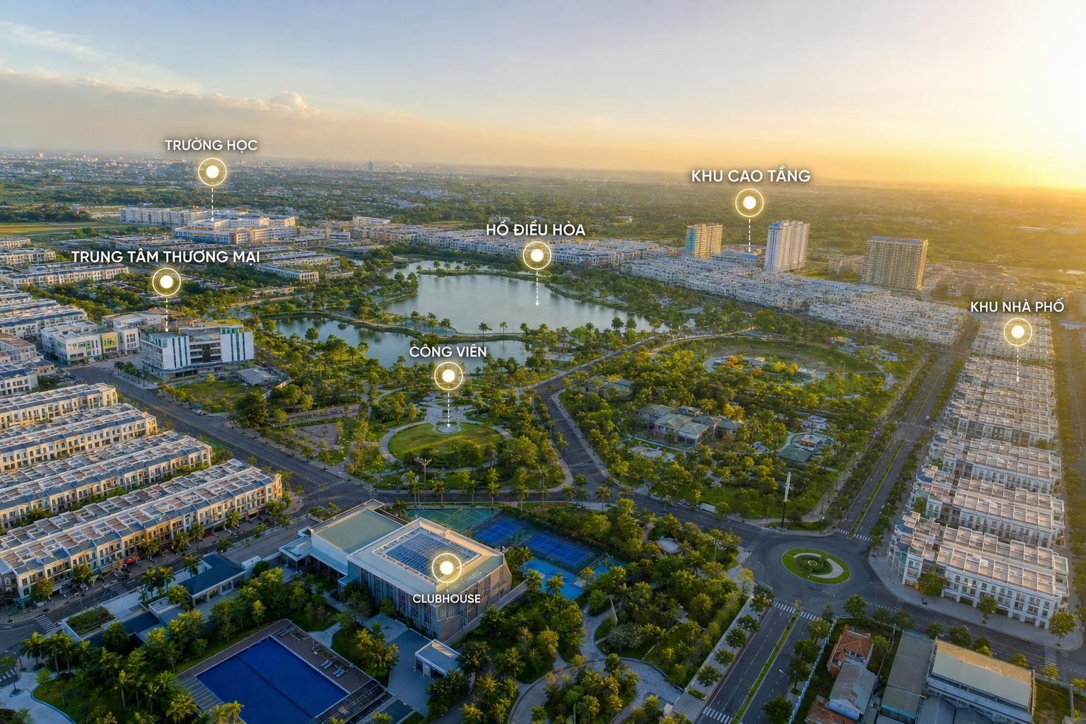 Bird-eye khu đô thị với hotspot VR360
