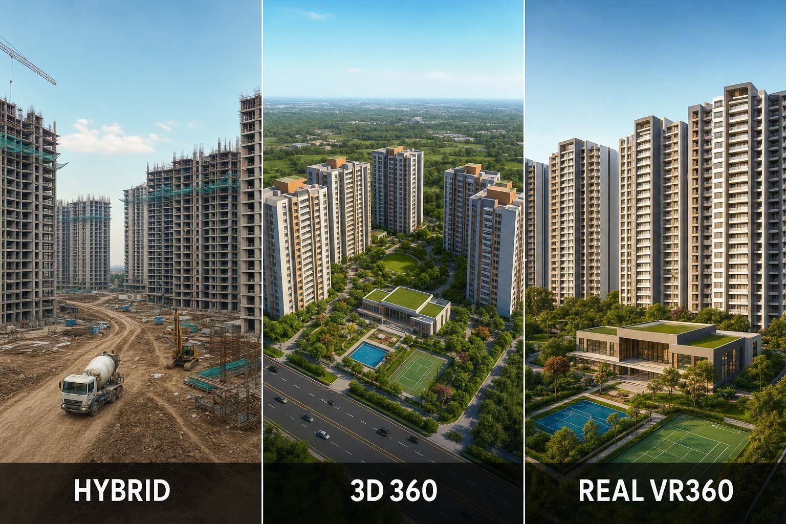 Ba giai đoạn: Hybrid — 3D 360 — VR360 thực tế